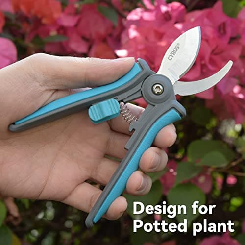 CYRUS 6” Gardening Scissors Hand Pruner Pruning Shear with Curved Stainless Steel Blades Plant Shears Garden Clippers Handheld