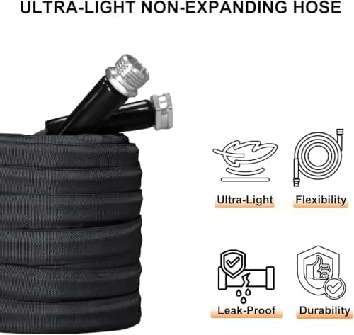 Garden Hose, Lightweight, Ultra Flexible, Durable, Kink-Free Garden Hose, RV, Marine and Camper Hose (50 FT)