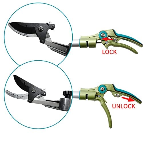 GARTOL Pruner for Garden, Cut Upto 1 Inch & Hold Telescopic Pole Pruner, Fruit Picker with Rotating Blade Head, Lightweight Aluminum Extendable Handle for Tree Branch Cutter, 3.67-5.45 FT, Silver