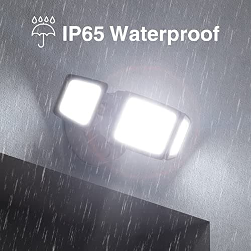 Onforu 60W LED Dusk to Dawn Outdoor Lighting, 6000LM Exterior Flood Light, IP65 Waterproof Outdoor 3 Adjustable Heads Photocell Security Lights Fixture, 6500K Floodlights for Garage, Patio, Yard
