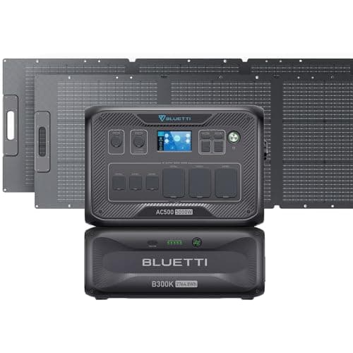 BLUETTI Solar Generator AC500 & B300K Expansion Battery with 2 200W Solar Panels Included (Ships Separately), 2,764.8Wh Portable Power Station w/ 6 5,000W AC Outlets, LFP Power for Home Use