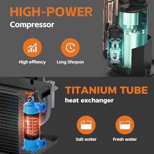 Electric Pool Heater Pump 5000 Gallon 120v Pool Heaters for Above Ground Pools 16000 BTU Swimming Pool Heat Pump WiFi Control Heat Or Cool Spa Heater Pump