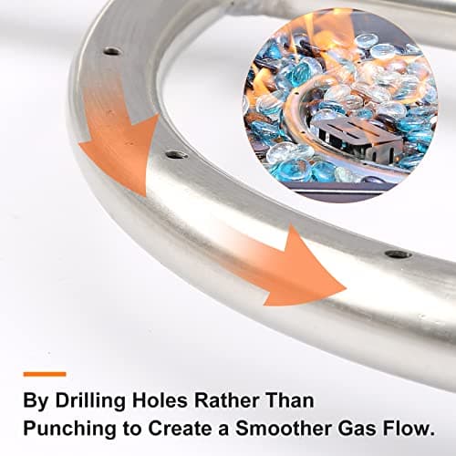 GRISUN Fire Pit Burner Ring Kit 12 Inch, Propane Fire Pit Kits, Come with Propane Fire Pit Hose Kit and Upgraded Gas Control Spark Ignition Kit, DIY Round Gas Fire Pit Kit, Stainless Steel