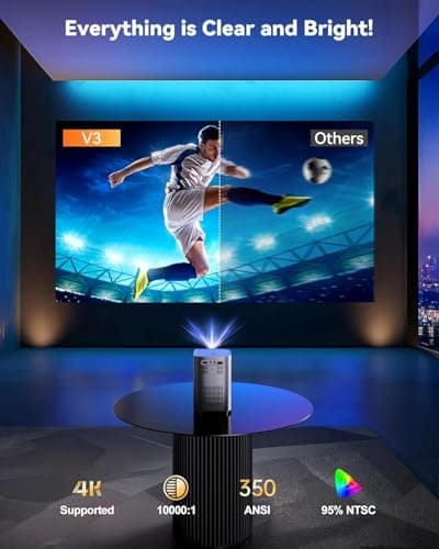 [One-Button Focus] Projector with WiFi and Bluetooth, 4K Outdoor Projector with Carry Bag, Portable Movie Projector with Zoom Function, Home Theater Projector for Phone/TV Stick/PC