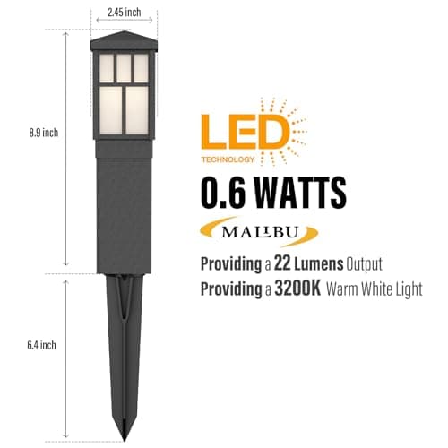 Malibu C Outdoor Pathway Light LED Low Voltage Landscape Lighting Mission Collection Bollard Path Lights Decoration Garden Light 8419-4321-01