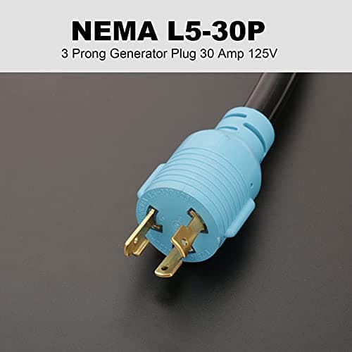 CircleCord NEMA L5-30P to L14-30R Adapter Cord, 4 to 3 Prong Generator Transfer Switch Adapter, 30 Amp Generator Twist Lock 3 to 4 Prong House Inlet Box, STW 10 AWG Blue