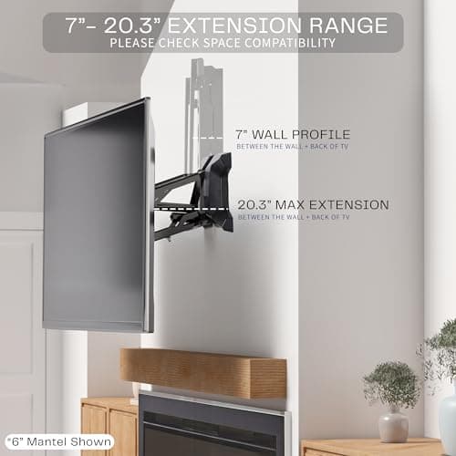 MOUNT-IT! Motorized Fireplace TV Wall Mount | Remote Control Electric Pull Down Mantel Mounting Bracket, Up to 77 Lbs Weight Capacity, Height Adjustable, Swivel, VESA 600x400 Compatible