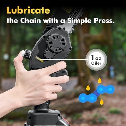 Seesii Mini Chainsaw 8 inch DL07, Electric Chainsaw Cordless, Upgraded Brushless Chain saw with Auto Oiler, 2pcs 2000mAh Batteries, Battery Powered Saws Handheld Chain Saw for Tree Branch Wood Cutting