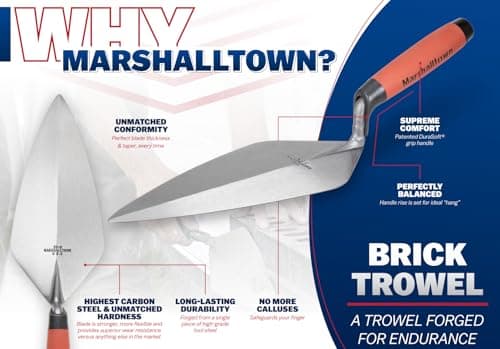 MARSHALLTOWN Philadelphia Brick Trowels, Leather Handle, 279mm Length, 140mm Width, Made In The USA, 19L11