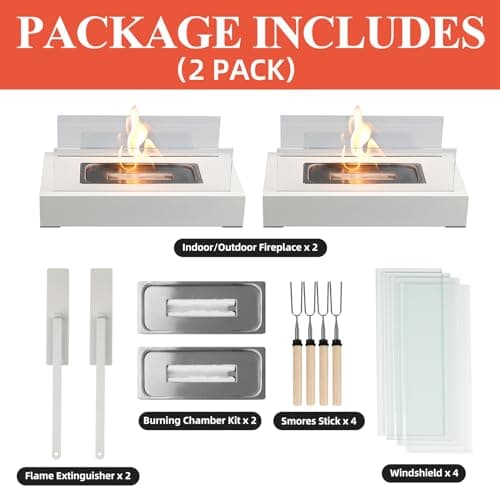 Tabletop Fire Pit Outdoor Portable Table Top Firepit Indoor Tabletop Fireplace for Patio Balcony Living Room Table Decor Family New Year Party Friday Night Dinner - 2 Pack