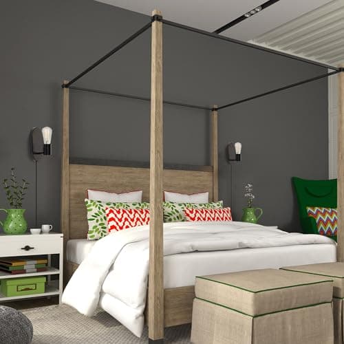 GLOBE Electric 51488 1-Light Plug-in or Hardwire Wall Sconce, Matte Black, 6ft Black Fabric Covered Cord, Inline On/Off Rocker Switch, Wall Lights for Bedroom, Bulb Not Included