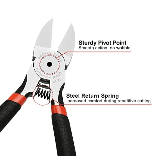 BOENFU 6 Inches Wire Cutters Heavy Duty Snips Flush Cut Side Cutters Pliers Metal Cutting Tool for Crafting, Floral, Artificial Flowers, Chicken Wire, Electrical, 1 Pack