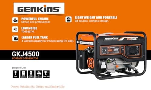 4500 Watt Portable Generator 4 Stroke 233 cc Engine Gas Powered Open Frame