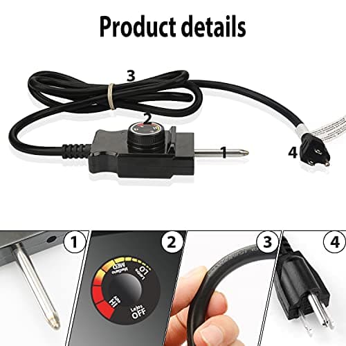 Power Cord for Masterbuilt Smoker Parts Analog Control Plug Dial Knob Temp Thermostat Controller Replacement Heating Element Electric Grill Turkey Fryers