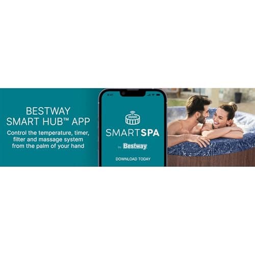 Bestway SaluSpa Toronto Smart AirJet Plus Hot Tub with App Control, 7 Person Capacity, Pool Cover, Spa Pump, 5 Pillows, and Repair Patch, Brown