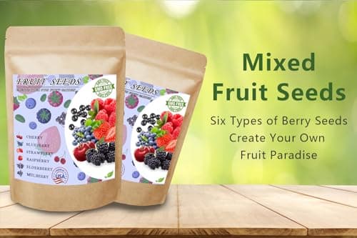 Mix Fruit Seeds 1100+ Berry Seeds for Planting Strawberry Raspberry Mulberry Blueberry Elderberry Cherry - 6 Varieties Individually Packaged Non-GMO for Home Garden
