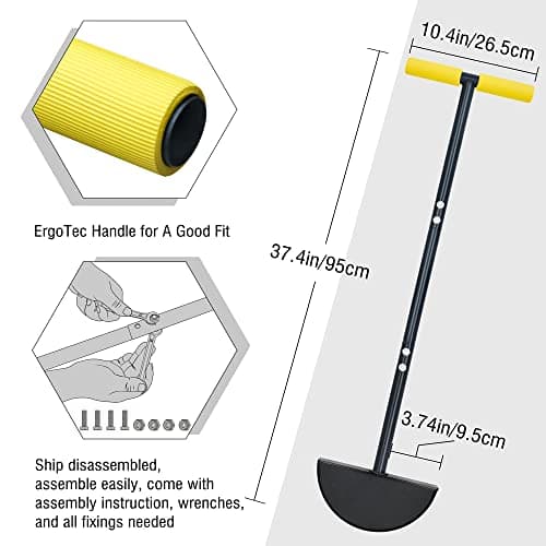 Colwelt Half Moon Edger Lawn Tool, Lawn Edgers with Soft Handle, Manual Lawn Edger for Grass, Borders Sidewalks, Driveways, Gardens, 38-Inch