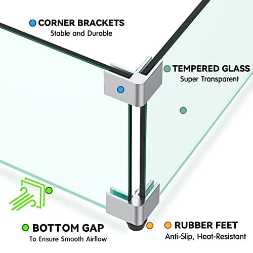 Skyflame Fire Pit Glass Wind Guard Square, 30" x 30" x 6" Tempered Glass Flame Shields, Fire-Resistant Windscreen Set, Fits for 24-inch fire Pit Burner pan
