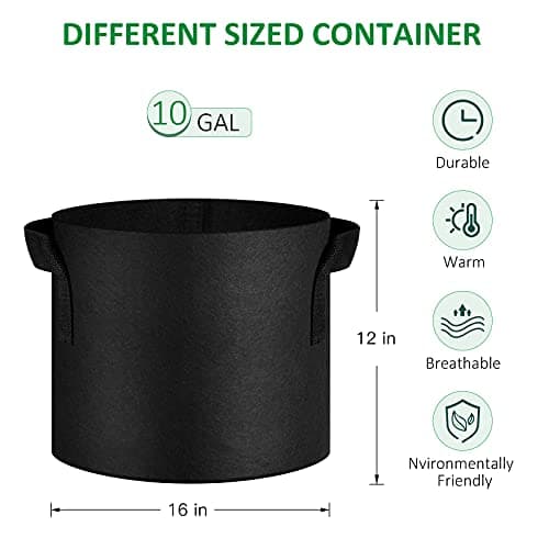 12-Pack 10 Gallon Thickened Non-Woven Grow Bags, Aeration Fabric Pots with Handles