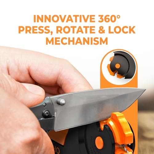 Orange Ninja All-in-1 Garden Tool & Knife Sharpener for Lawn Mower Blade, Axe, Hatchet, Machete, Pruner, Hedge Shears by Sharp Pebble