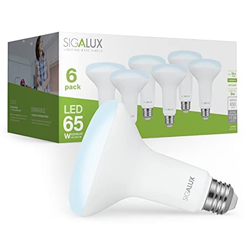 Sigalux LED Flood Lights Indoor, BR30 LED Bulb 65W Equivalent, Dimmable Recessed Light Bulb 650LM 5000K Daylight Can Light Bulbs, E26 Base Bulged Bulbs UL Listed, 6 Pack