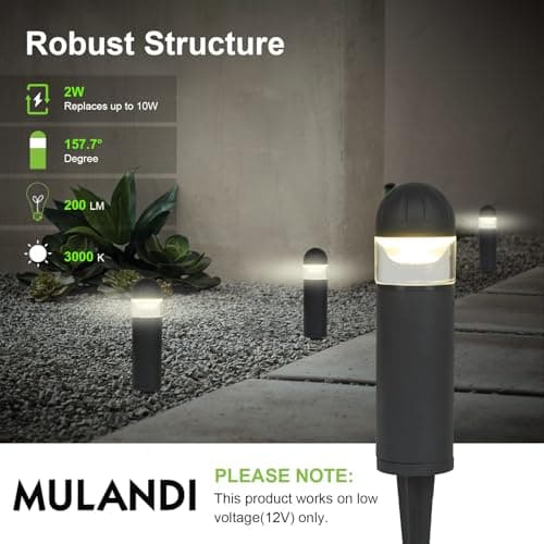 LED Landscape Bollard Pathway Light, 2W, DC 12V Low Voltage Path Lighting Outdoor Waterproof, Die-Casted Aluminum Housing for Garden Light, 3000K Warm White Pack of 4