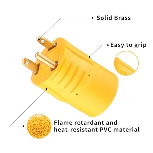 NEMA TT-30P to L14-30R Adapter, 30 Amp 3 Prong Male to 4 Prong Female Twist Locking RV Generator Plug Adapter for Campers and Portable Generators