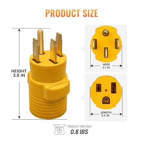 MECMO Nema 14-50P to 6-50R Welder Compact Adapter Cord, 50 Amp 4 Prong RV Generator Male Plug to 3 Prong Welder Outlet for Welder Welding Generator, Heavy Duty 14-50 Male to 6-50 Female Power Adapter