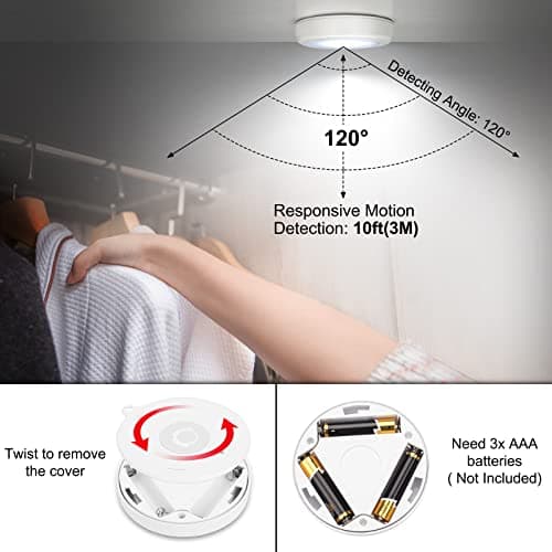 Mlambert 4 Pack Motion Sensor LED Night Light, Cordless Battery-Powered Stick-on Magnet Closet Lights, Safe Lights for Stairs, Cabinet, Cool White