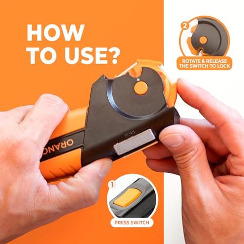 Orange Ninja All-in-1 Garden Tool & Knife Sharpener for Lawn Mower Blade, Axe, Hatchet, Machete, Pruner, Hedge Shears by Sharp Pebble