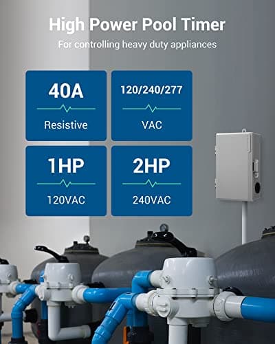 DEWENWILS WiFi Pool Pump Controller, Heavy Duty 40A 120-277 VAC 2HP Wireless Timer for Pool & Water Heater, Works with Alexa, Google Assistant, Smart Life, ETL Listed