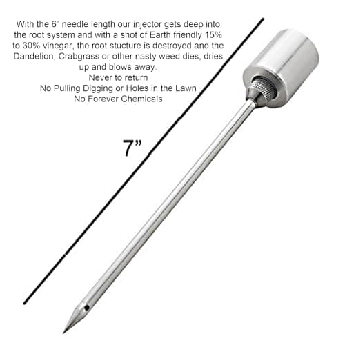 Dandelion Weeder Tool-Manual Weeder, Hand Weeder/Puller Alternative- Dandelion Illimination-Inject Root with Vinegar- Attach to Garden Sprayer-No Digging, Pulling, No Holes to Repair-Patent Pending