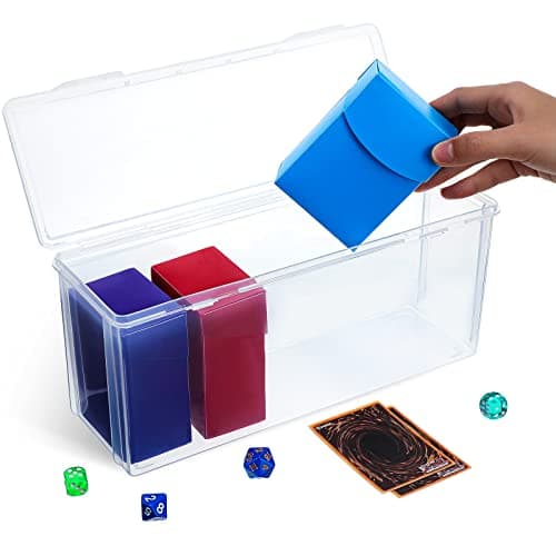 Amylove 6 Pcs Deck Card Boxes Set 5 Pcs Trading Storage Playing Card Box and a Storage Organizer Clear Case Holder Compatible with Mtg and Other TCG
