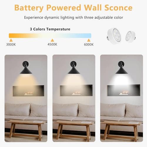 Vintage Black Wireless Battery Operated Wall Sconces, Cordless LED Wall Lights Set of 2 with Remote Control, for Bedroom, Farmhouse, Gallery - Easy Setup, Adjustable Brightness, Long-Lasting Battery
