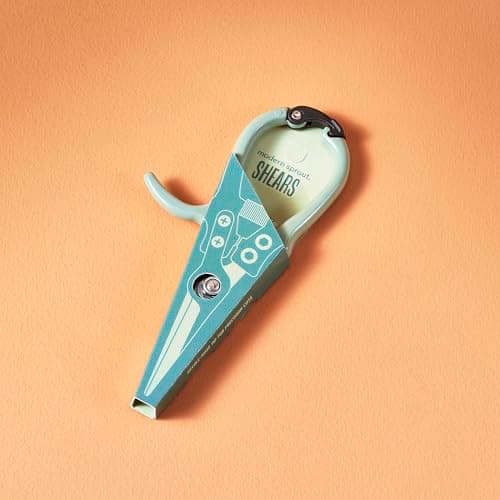 Modern Sprout Pruning Shears - Herb Snipping Scissors- Lightweight Gardening Tools W/Easy Lock - Flower Cutter Garden Shears - Carbon Steel Blade + Plastic-Free Reusable Holster (Green, 1-Pack)
