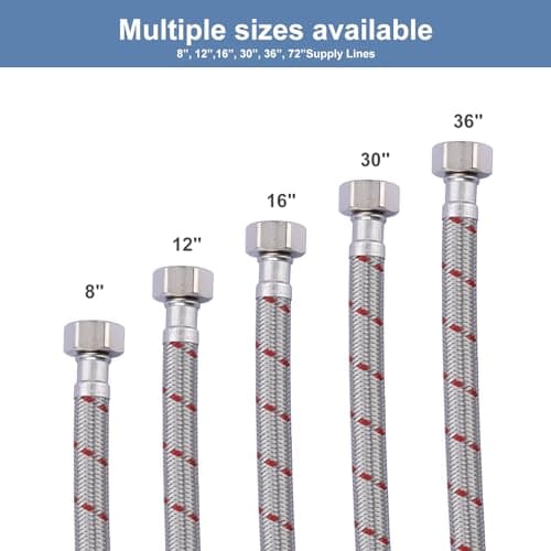 60 Inch Length Faucet Hose 1/2” to 1/2”, ARCORA Braided Stainless Steel cUPC Supply Lines 1/2 Inch FIP x 1/2 Inch FIP Sink Hose Attachment for Faucet 1 Pair