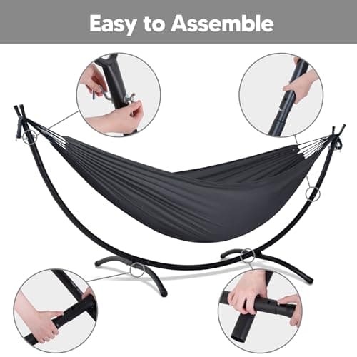 SUNCREAT Hammocks Standing Patio Hammock, Portable Hammock with Stand Foldable, Dark Gray
