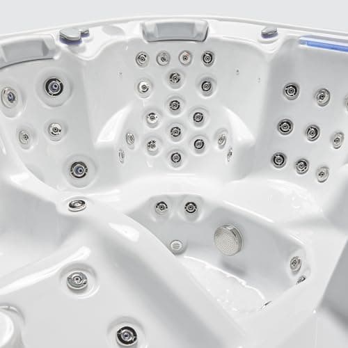 Dallas 6 - Person 82 - Jet Acrylic Hot Tub with LED Lights, Ozonator, and Cover in Ice White