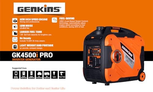 4500 Watt Portable Inverter Generator Pure Sine Wave Technology Reduced Size & Weight Manual Start | 2024 Model