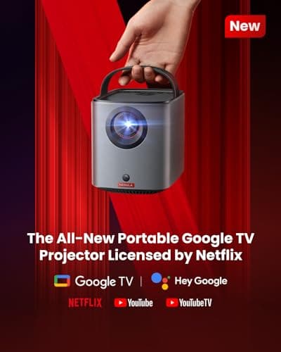 NEBULA Mars 3 Air GTV Projector - Netflix Officially Licensed, 400 ANSI-Lumen Brightness, Native 1080P, Dolby Digital Sound,150-Inch Picture, Built-In Battery for 2.5 Hours of Playtime Anywhere.