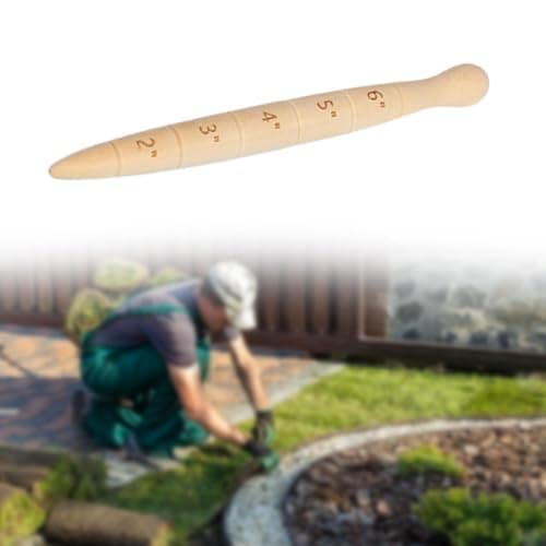 Wooden Seed Dibber with Measurement Handheld Save Time Ergonomic Round Handle Quick Efficient Seed Planter Tool Tapered Gauge
