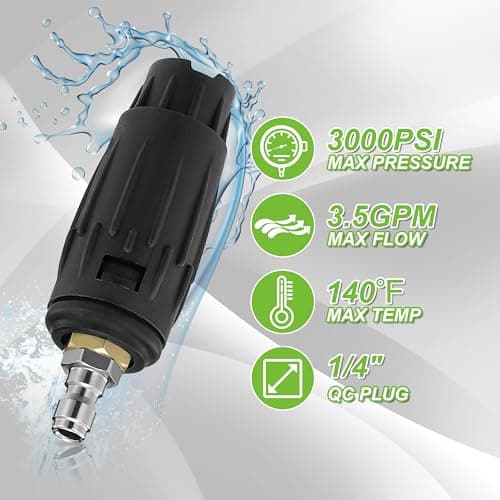 JOEJET Pressure Washer Tips, Adjustable Pressure Washer Nozzle with 5 Spray Nozzle Tips, 1/4 Inch Quick Connect, 3000 PSI