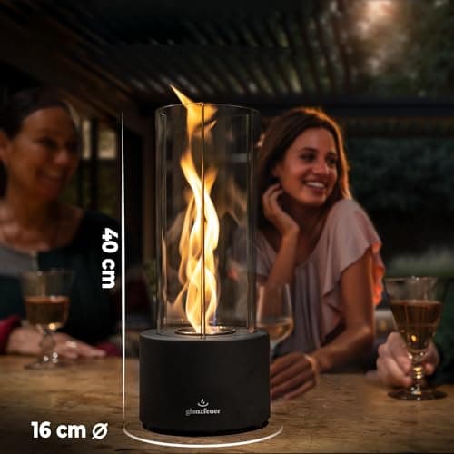 Tornado Tabletop Fireplace for Indoor and Outdoor Use – Premium Ethanol Fire Pit with Clear Glass, 60+ Min Burn, Perfect for Gatherings, Home Decoration, and Gift for Mother's Day