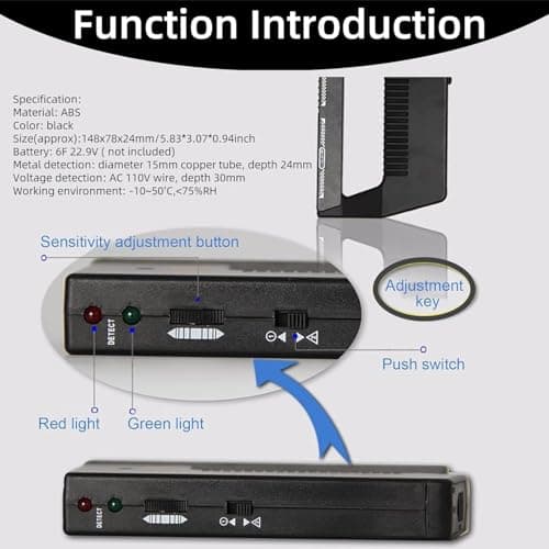 Model WPP123, High-Sensitivity Wall Scanner & Metal Detector - Adjustable Alert for Pipes and Wires - Multifunctional Stud Finder for Adults - Durable Plastic Design(Black)