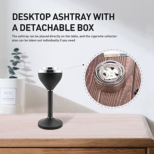 Standing Ashtray Outdoor for Patio, Large & Tall Outside Ash Tray for Cigarette Butt Receptacle Disposal, Commercial Metal Smokers Cigar Ashtrays Container with Lid, Matte Black, B01DK