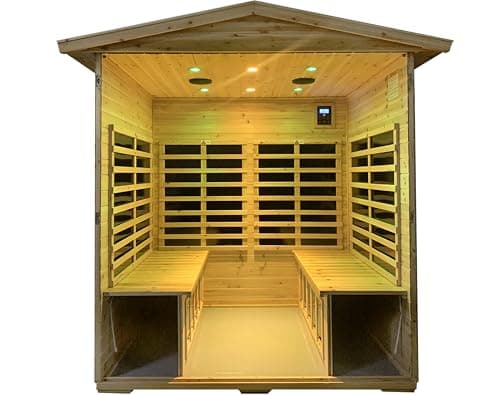 LTCCDSS Garner Outdoor Sauna 4 Person, Far Infrared Sauna, Low EMF Sauna Room for Home, Low EMF Heaters | Chromotherapys | Bluetooth Speakers | Canadian Hemlock | 59.1 * 82.7 * 48.4