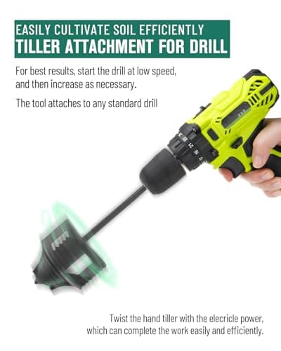 4-in-1 Cultivator Soil Tiller-Soil Digger and Soil Loosener for Gardening Bed and Plant Box,Bulb Planter Auger for 3/8" Hex Drive Drill
