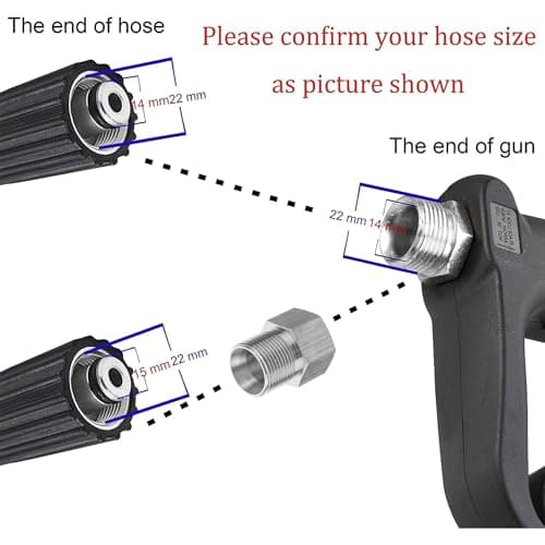 M MINGLE Replacement Pressure Washer Gun with Extension Wand, M22 15mm or M22 14mm Fitting, 5 Nozzle Tips, 40 Inch, 4000 PSI