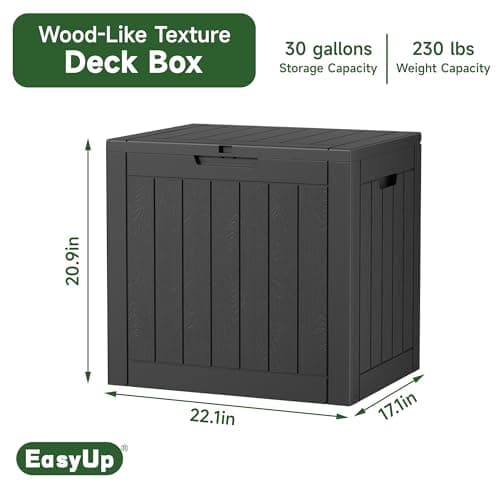 30 Gallon Resin Deck Box Waterproof, UV Resistant Outdoor Storage Box for Delivery, Patio, Garden,and Porch,Striped Black