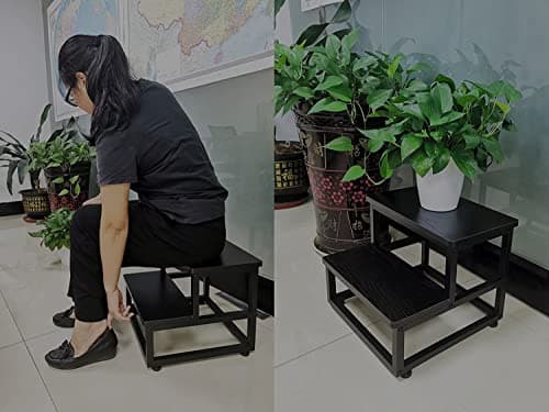 Step Stools for Adults Kids, Heavy Duty Sturdy Metal Frame Hold Up to 500 Lbs Capacity for Kitchen Bathroom Bedroon -Black